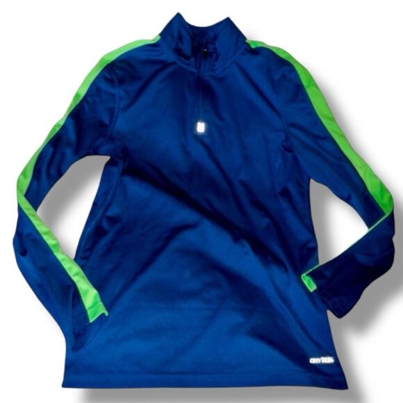 🍭 tek gear Blue Activewear Athletic Track Pullover 1/4 Zip Top Size M 10-12 EUC - Picture 4 of 7